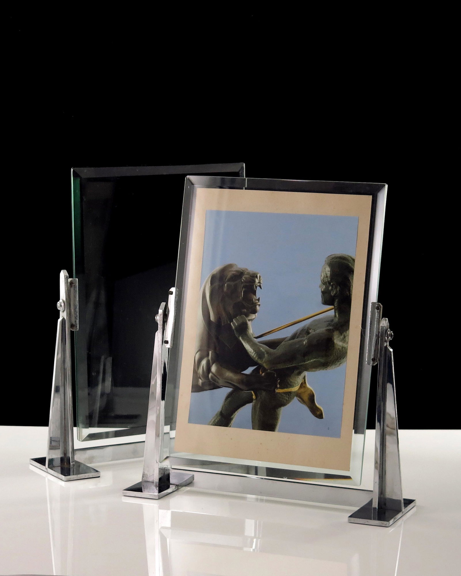 Two Art Deco chrome and bevelled glass s (1 of 1)