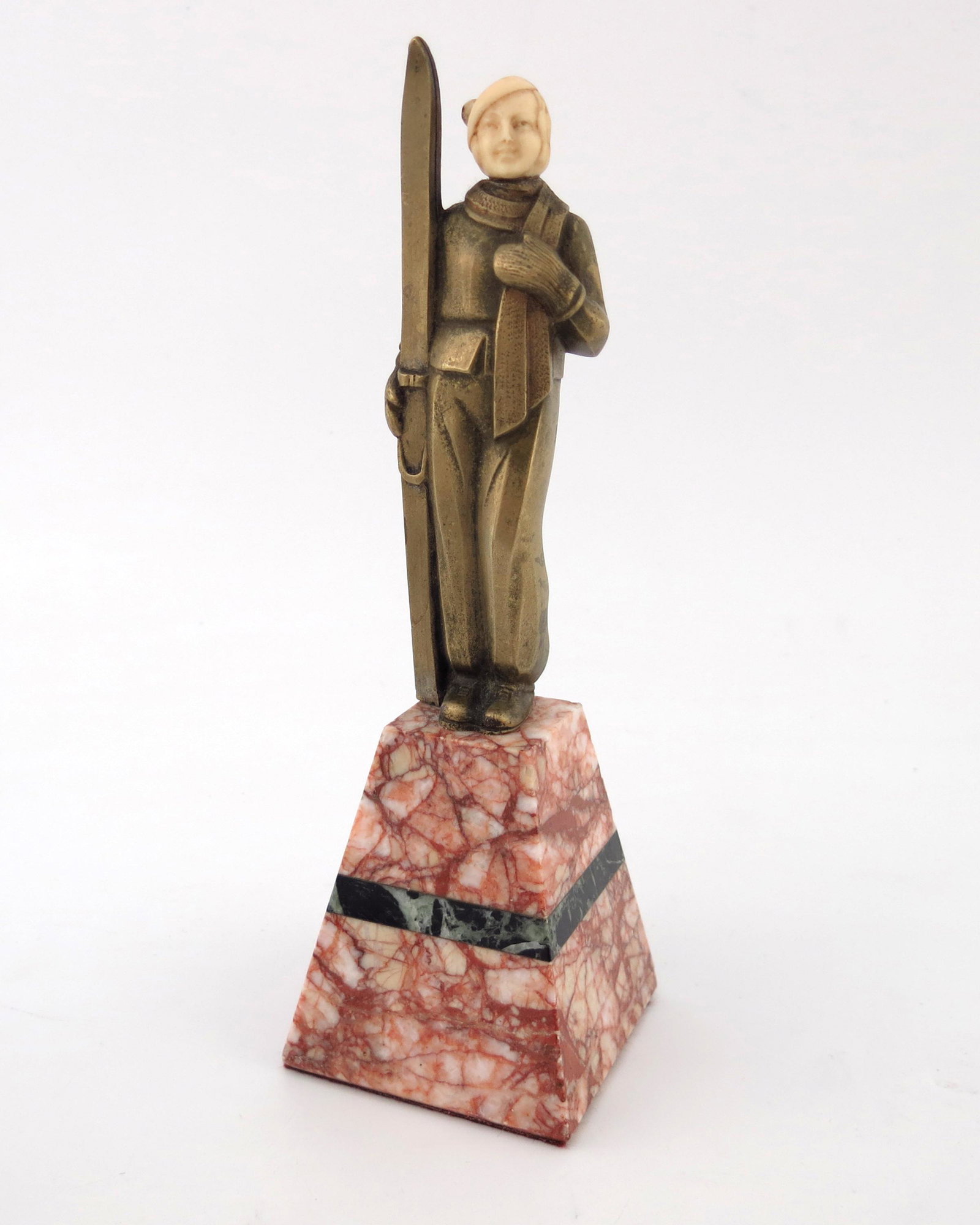 Louis Sosson, Skier, an Art Deco gilt br (1 of 4)