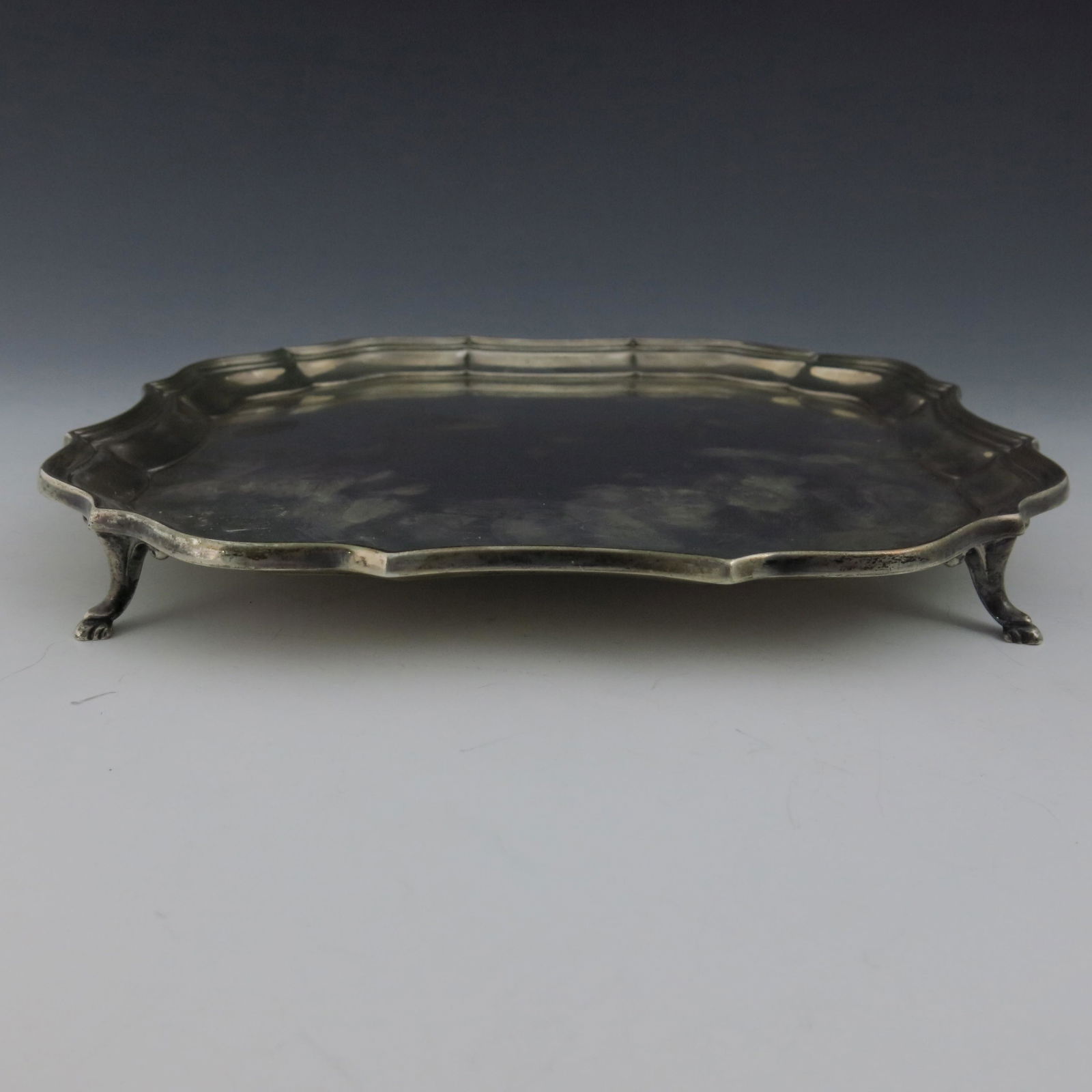 A George VI silver waiter, serpentine bo (1 of 5)