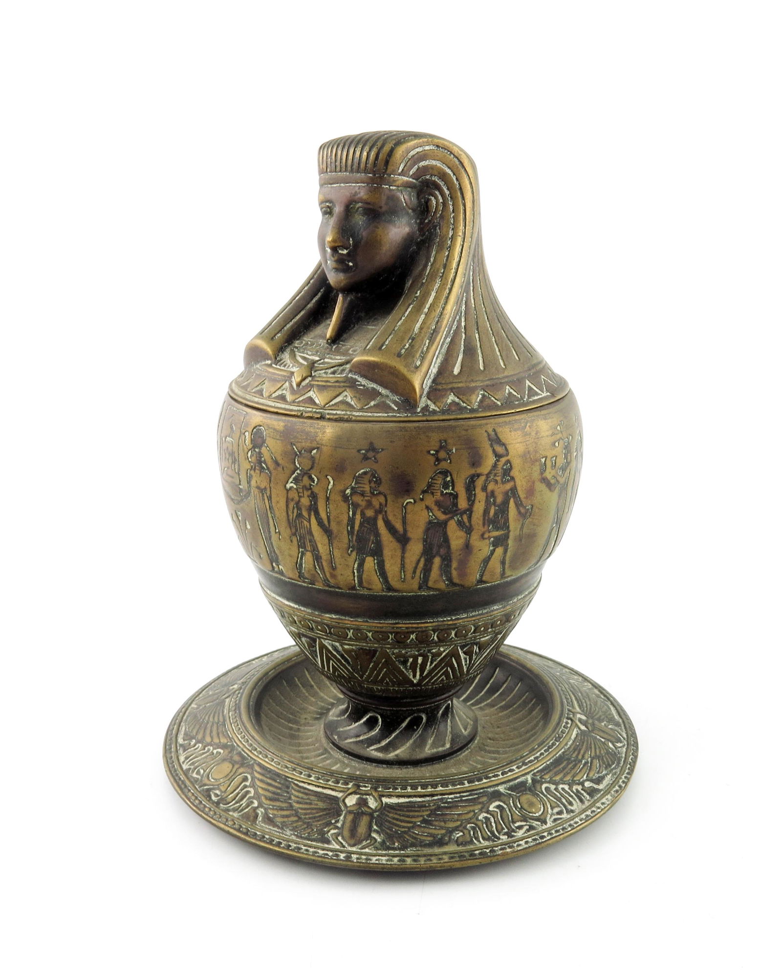 An Egyptian revival bronze tobacco jar, (1 of 5)