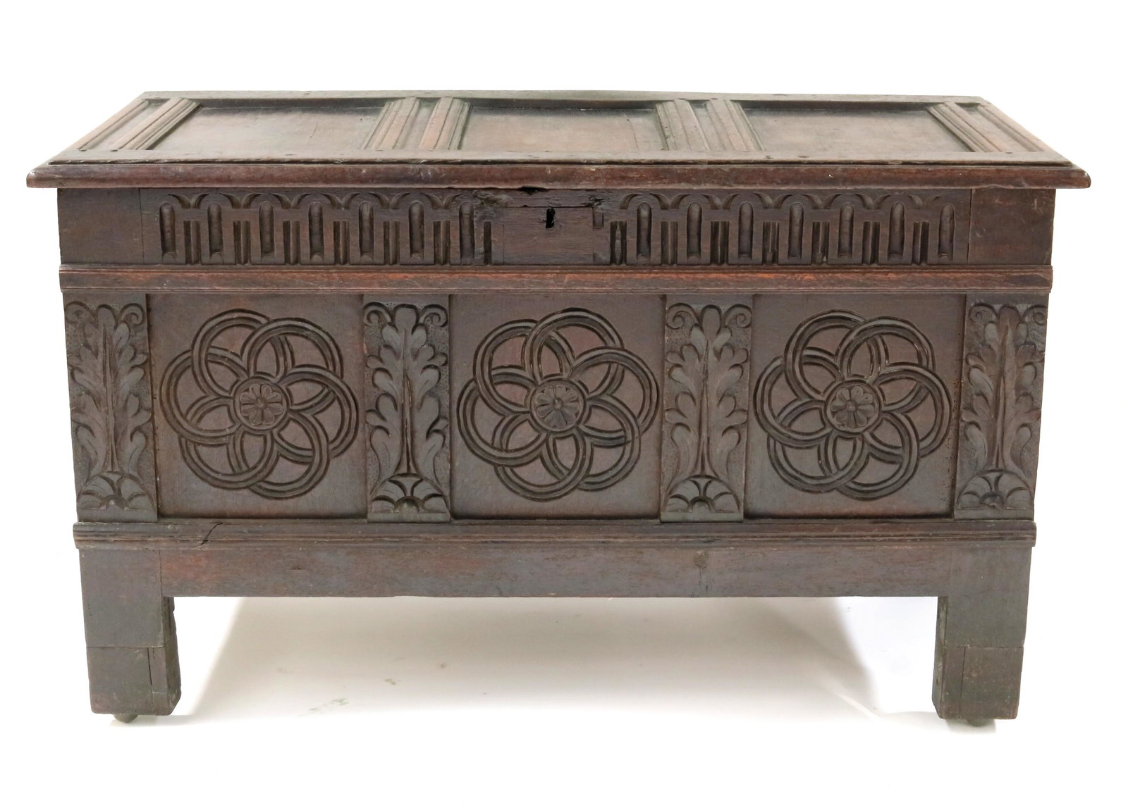 A late 17th Century oak chest, circa 168 (1 of 3)