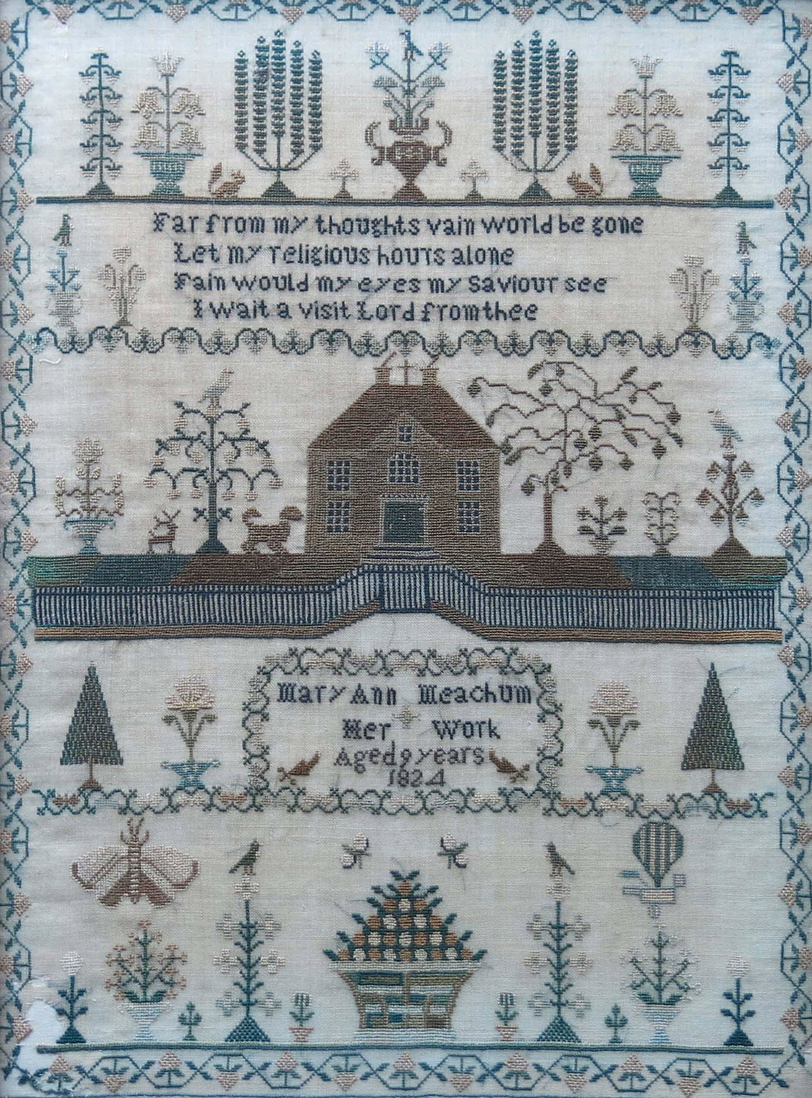 A George IV textile pictorial sampler, s (1 of 4)