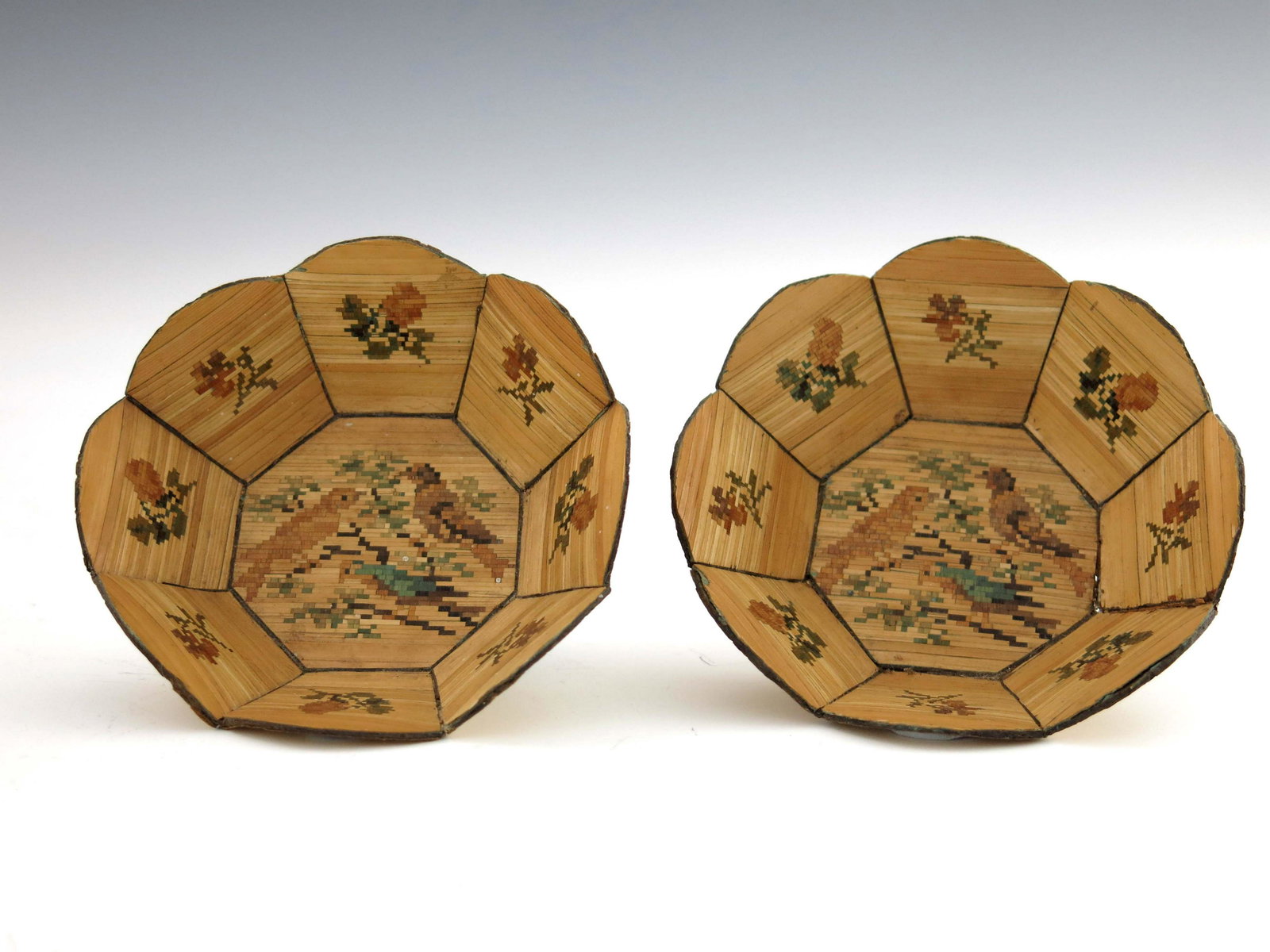 A pair of 19th Century straw-work basket (1 of 4)