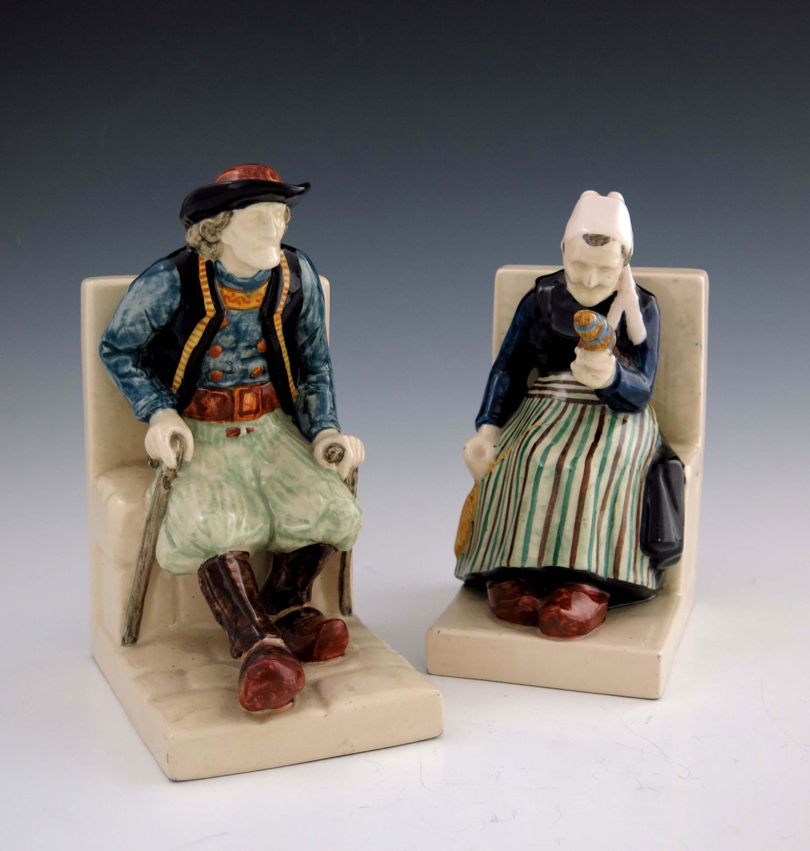 Bouvier, a pair of Quimper figural booke (1 of 8)