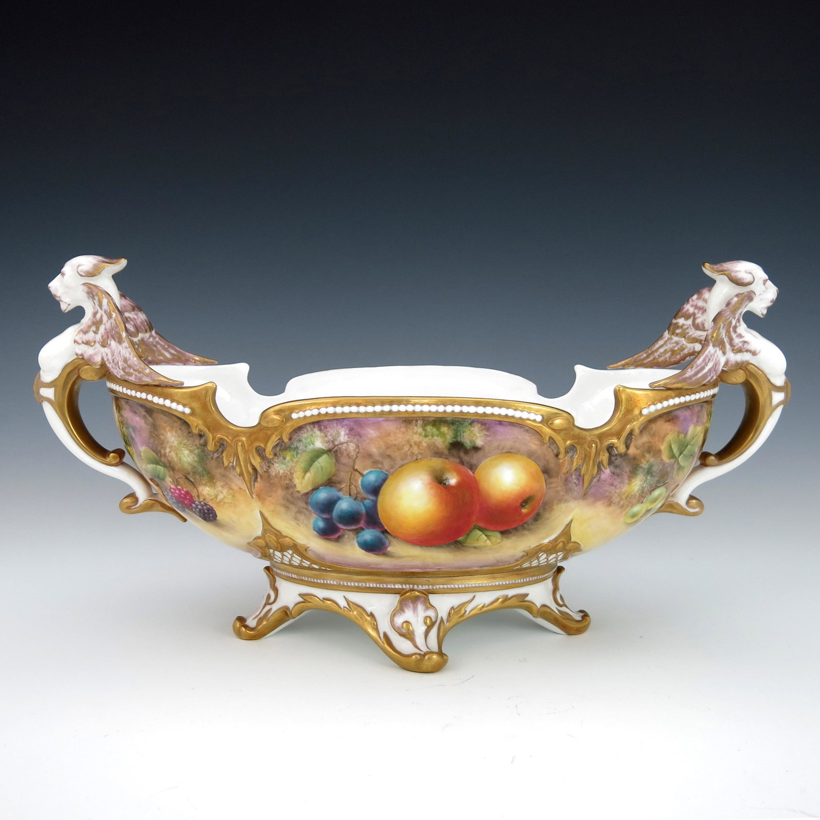 A Royal Worcester fruit painted dragon bowl (1 of 6)