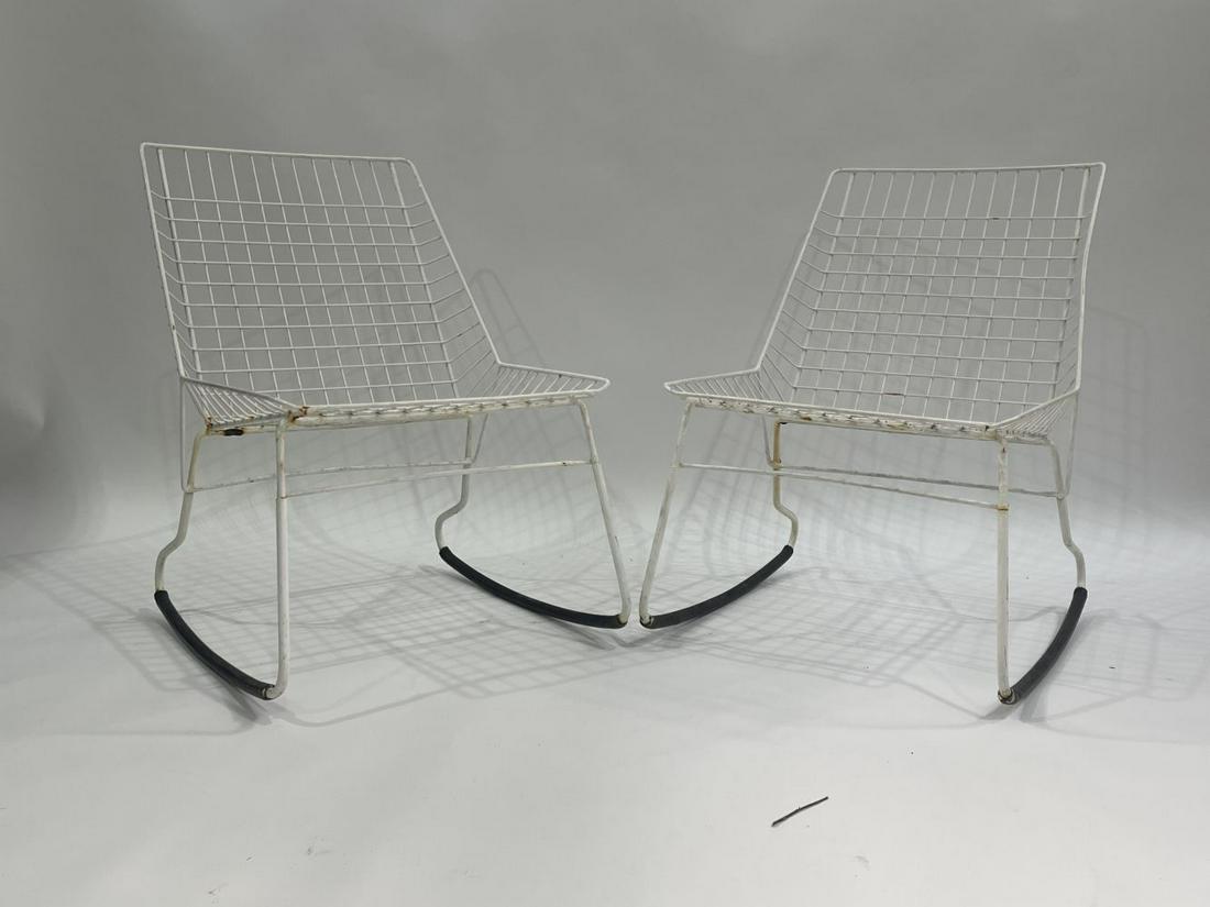 Cees Braakman for Pastoe, a pair of Flam: Cees Braakman for Pastoe, a pair of Flamingo wire rocking chairs, designed 1960's (2)