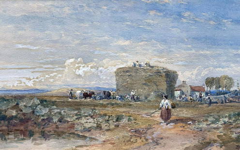 William Leighton Leitch R.I. (British, 1: William Leighton Leitch R.I. (British, 1804-1883), The Hayrick, signed with monogram l.r., titled verso, watercolour, 19 by 30cm, framed