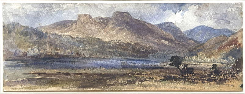 Attributed to William Leighton Leitch (B: Attributed to William Leighton Leitch (British, 1804-1883), On the Vor - near railroad, titled and dated 1863 verso, watercolour, 9 by 24cm, framed