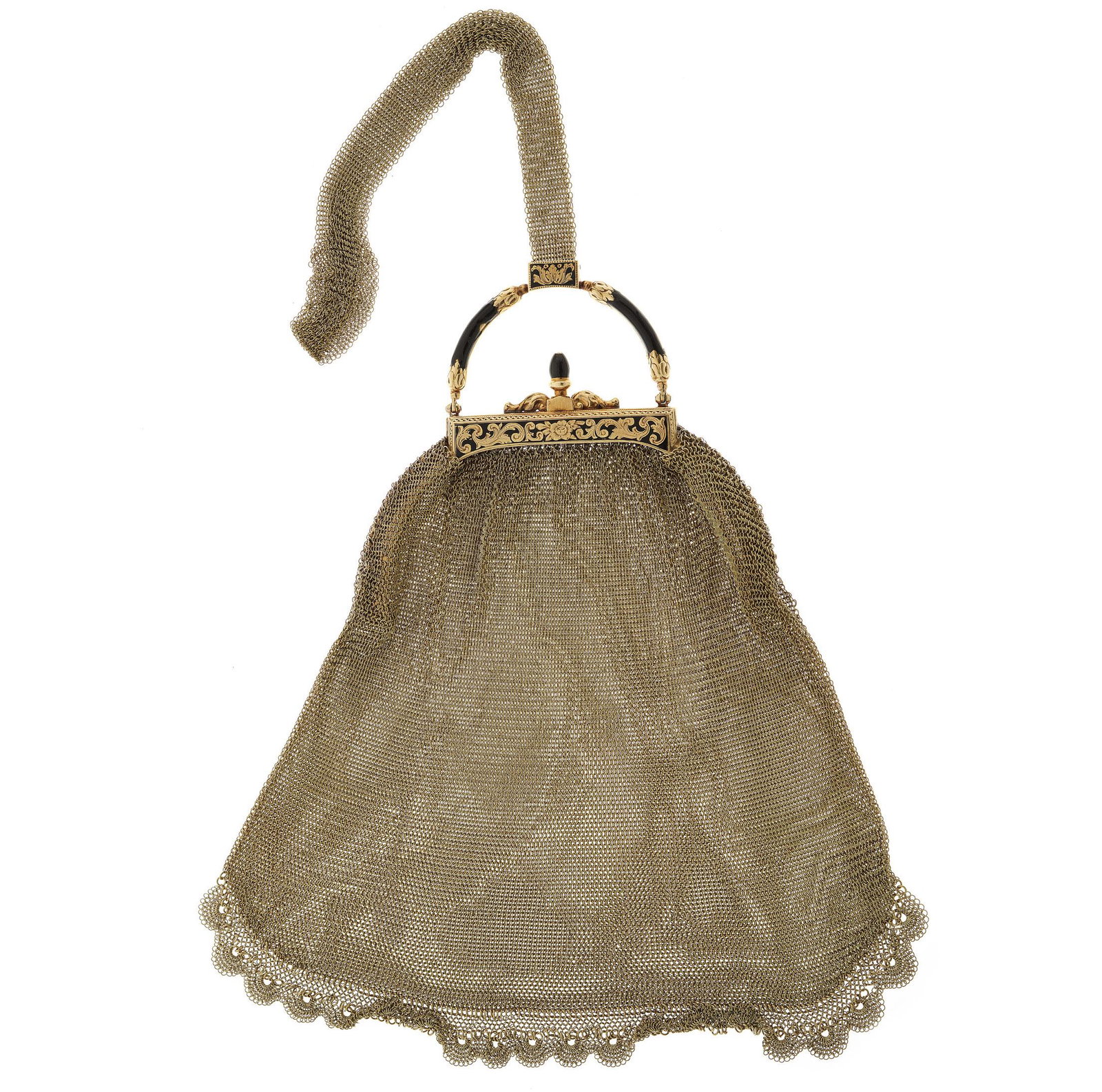 An early 20th century 14ct gold mesh pur (1 of 2)