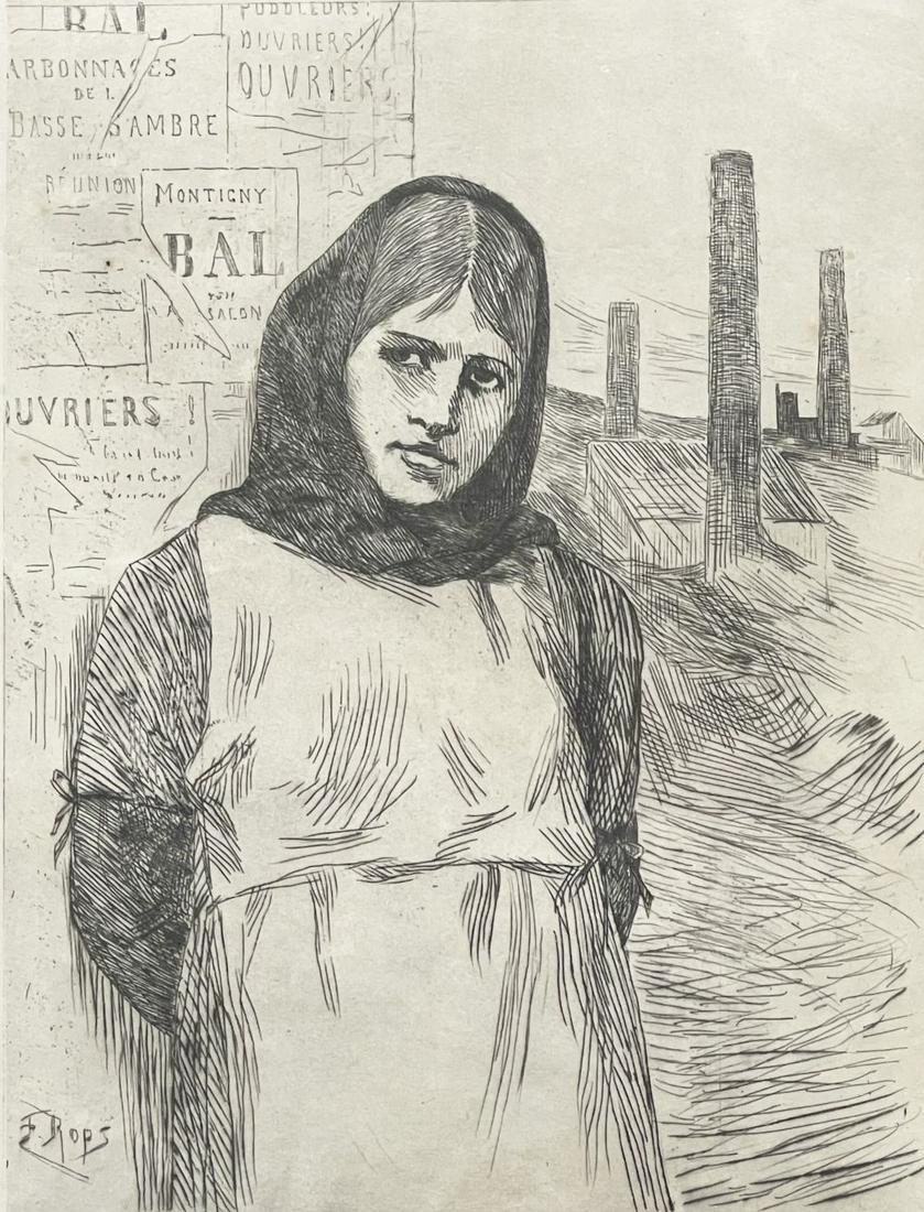 Felicien Rops (Belgian, 1833-1898), 'La (1 of 2)