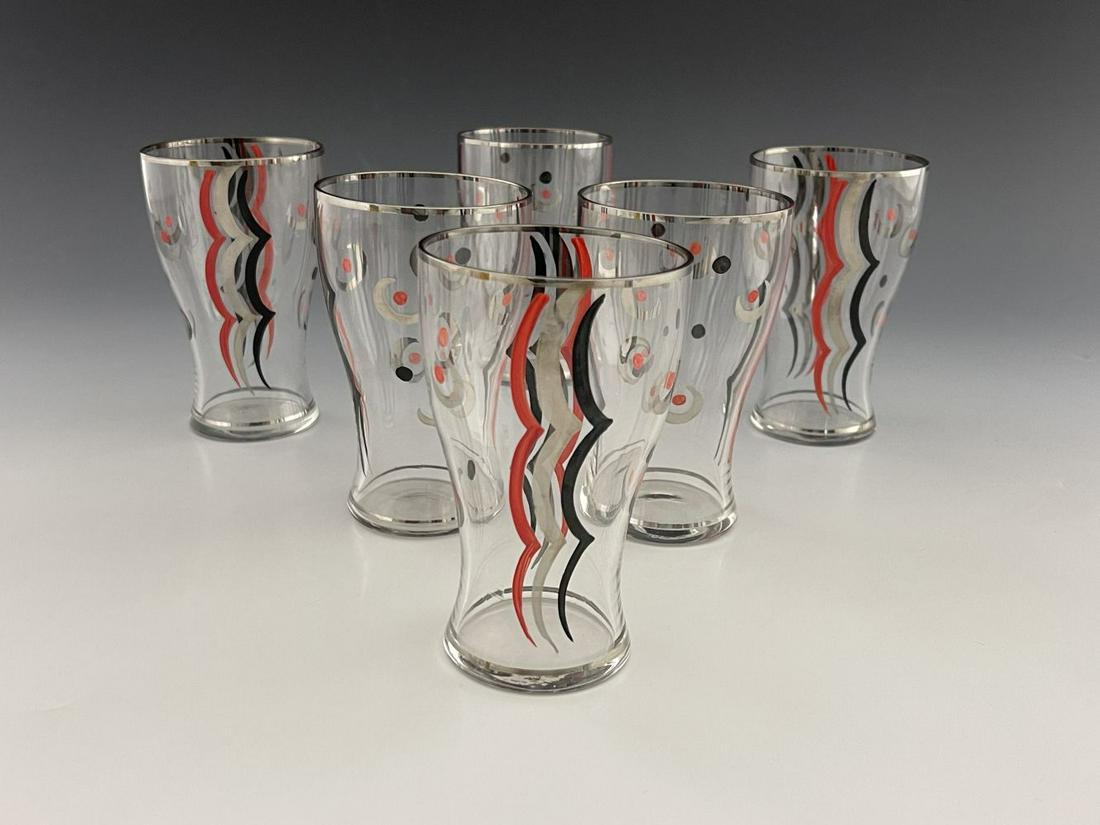 A set of Art Deco enamel and lustre pain (1 of 6)