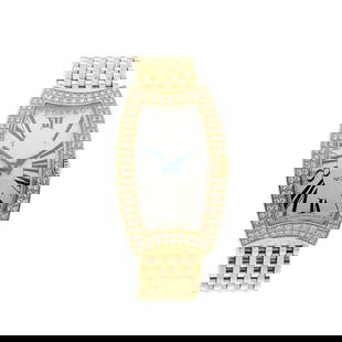 Bedat & Co., an 18ct gold No. 3 bracelet: Bedat & Co., an 18ct gold No. 3 bracelet watch, factory diamond pave-set bezel, reference 384, unsigned quartz movement, serial 0039, fitted to a signed 18ct gold bracelet with stainless steel folding
