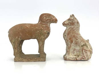 Two Chinese terracotta tomb figures, pro