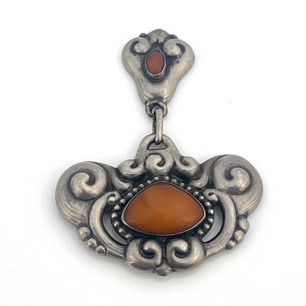 A Danish Skonvirke silver and amber broo (1 of 1)