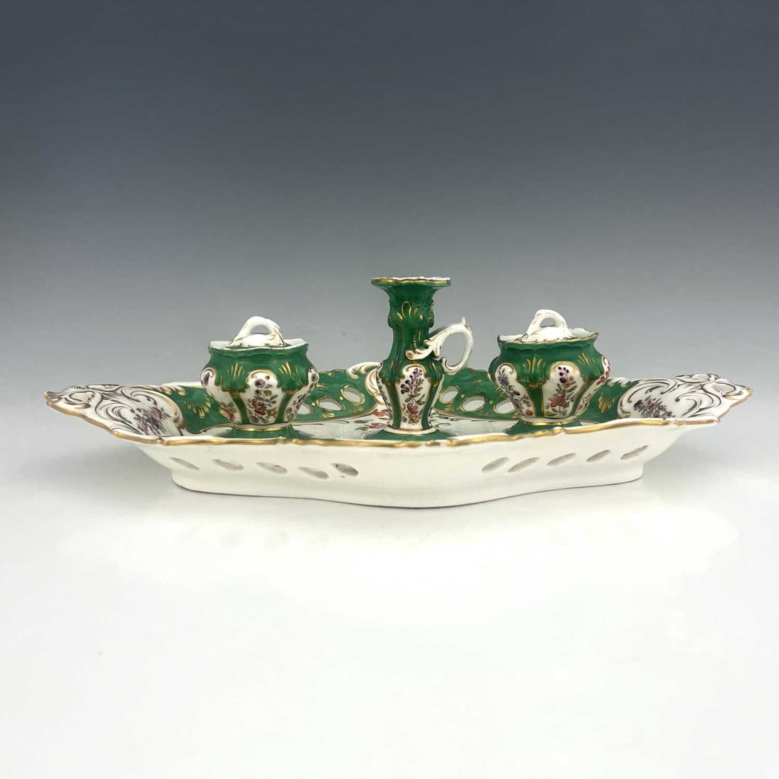 A Coalport desk stand, including a pair (1 of 5)