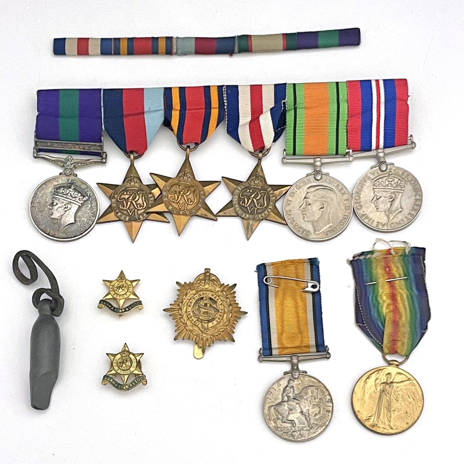 A World War II and Palestine medal group, 5250763 Pte F Dugmore E Worcestershire Regiment, Burma (1 of 2)