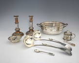 A group of plated wares, to include a pair of nineteenth-century Regency style telescopic