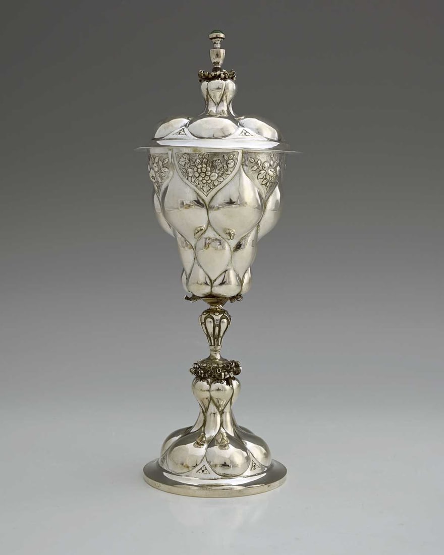 Germany.  A late nineteenth or early twentieth-century German silver cup and cover, modelled in the (1 of 5)