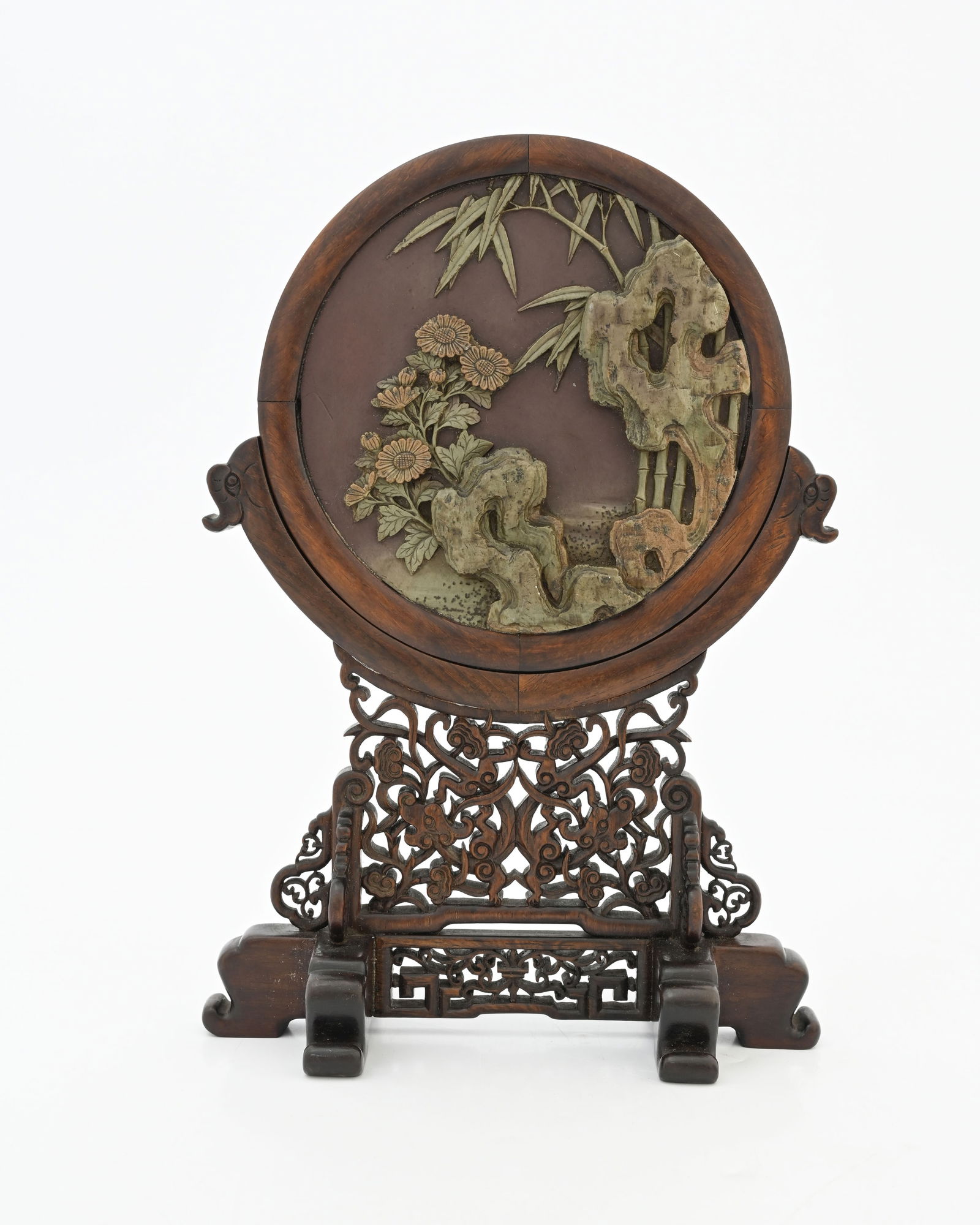 A Chinese hardwood table screen, late Qi (1 of 3)