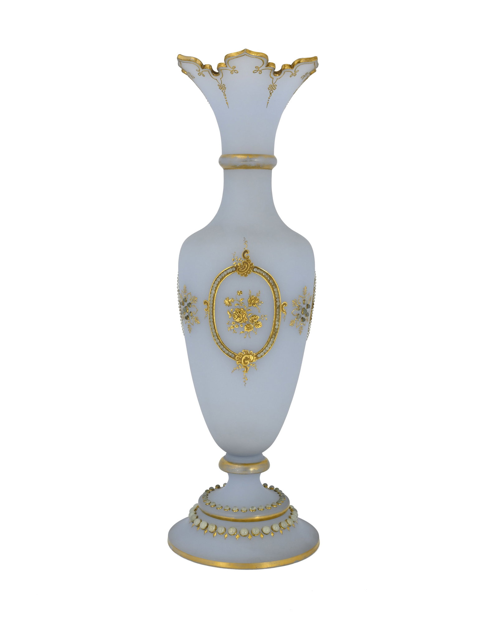 A French blue opaline glass vase footed (1 of 3)