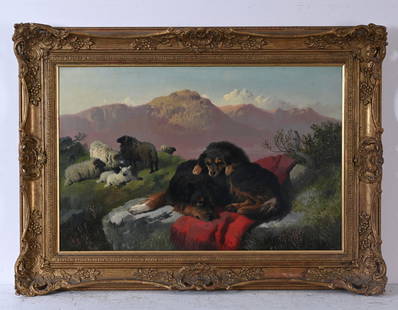 George William Horlor (British, 1823-c.1: George William Horlor (British, 1823-c.1898), Best of Friends, signed and indistinctly dated l.l., oil on canvas, 40 by 60cm, gilt frame