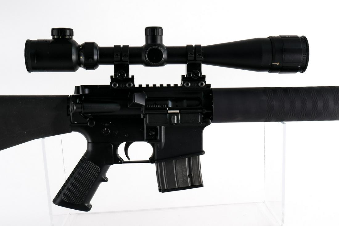 Stag Arms Stag-15 Rifle 5.56mm: Stag Arms Stag-15 Model 1 in 5.56mm with two five round removable magazine and a 20" barrel. The plastic butt plate with tool door (Empty) is in excellent condition with sharp clean checkering. The po