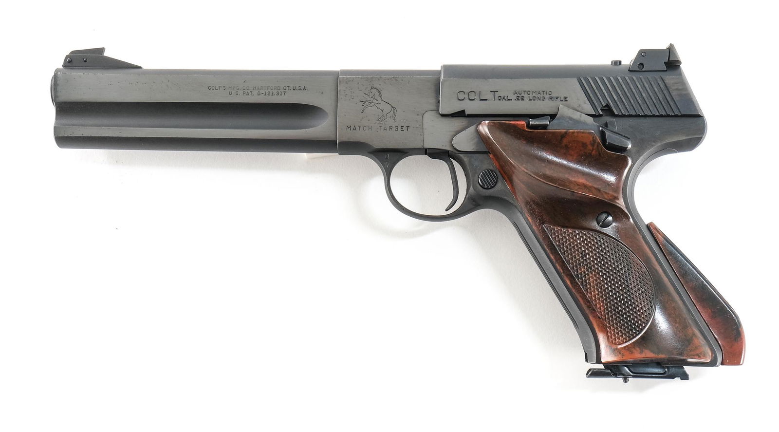 Colt Woodsman Match Target .22 LR Pistol: 2nd Series Dating to 1949 and the second year of production for this model we have a Colt PT.F.A MFG. CO. Woodsman Second Series Match Target chambered in .22LR. This example is marked with a two-line
