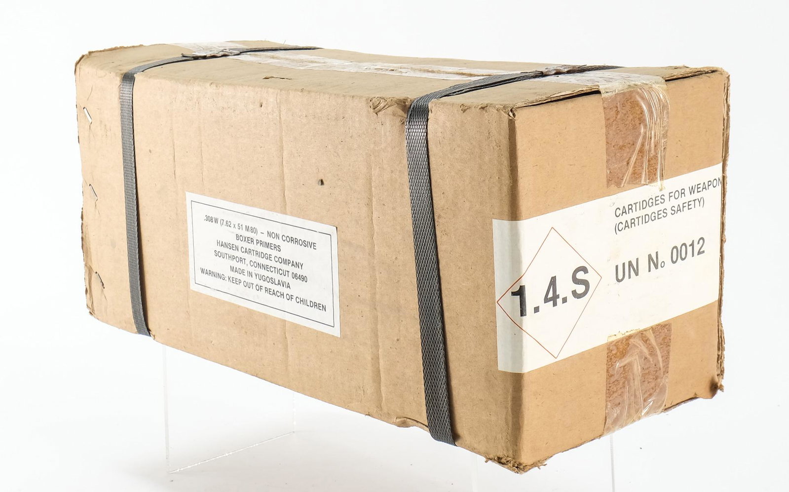 Case of .308 / 7.62x51 Ammunition: This lot is for one full case of .308 / 7.62x51 ammunition.500 rounds total in 20rd boxes. 147 Grain, Boat Tail. Box reads: Non-Corrosive boxer primers Hansen Cartridge Company Southport Connecticut M