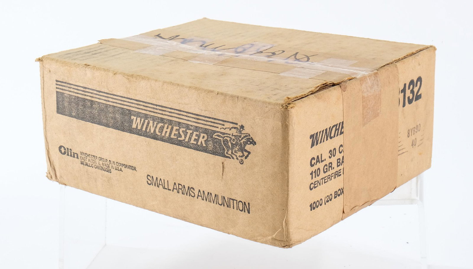 Winchester .30 Carbine Ammo Box 1000rd: This lot is for twenty boxes of "Winchester" .30 carbine 110 grain ammunition. This box is brand new and has twenty boxes with one thousand rounds total. Never has been opened , still in cardboard shi