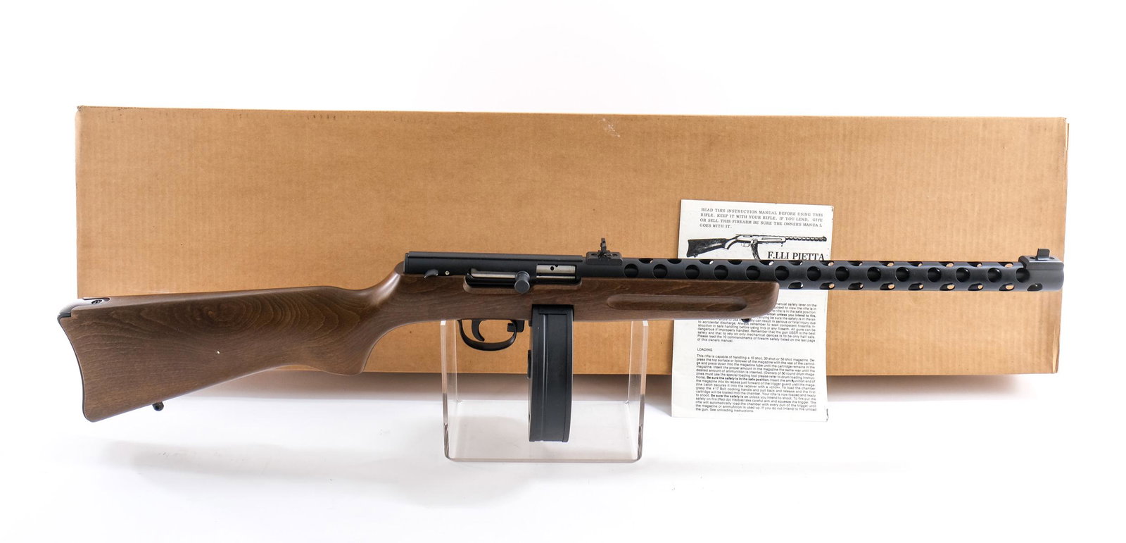 Pietta / Mitchell Arms PPS/50 Carbine .22 LR: F.LLI Pietta PPS/50 carbine in .22 long rifle with a 50 round drum. This semi-automatic rifle was made in Italy and imported by Mitchell Arms. The semi-automatic rifle is in excellent condition with o