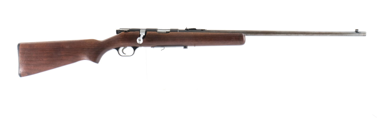 Savage Model 4C .22 S.L.LR Rifle: Savage model 4 C in .22 caliber long, short and long rifle cartridges. This bolt action rifle is missing its magazine. The rifle is in good condition with moderate all over wear. Wood stock has light 