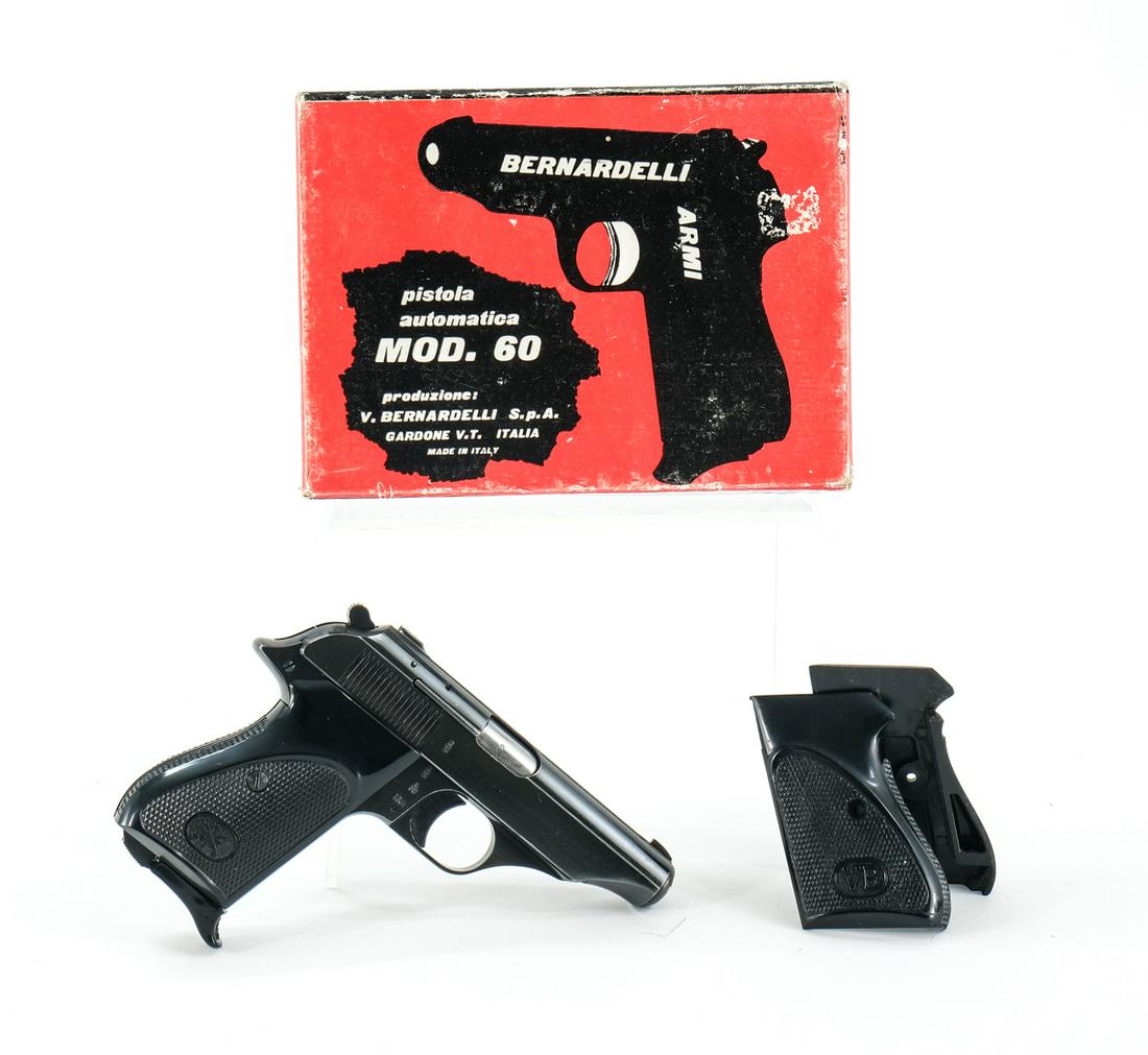 V. Bernardelli 60 .22 LR Pistol: V. Bernardelli model 60 in .22 long rifle with one, seven round removable magazine and a 3.5" barrel made in Italy. This pistol comes with two sets of grips, one with the left side thumb rest and the 
