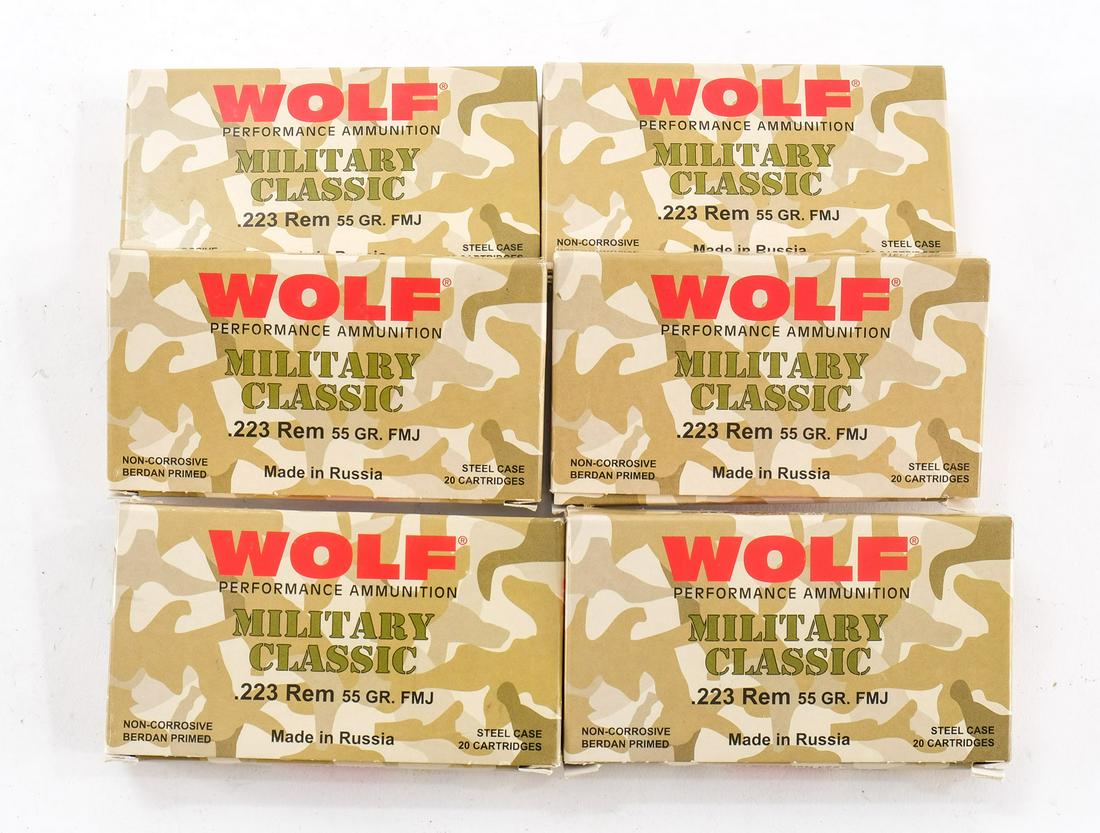 Wolf Military Classic .223 Remington Ammo: 120 Rounds of Wolf Military Classic Performance .223 Remington ammunition.
