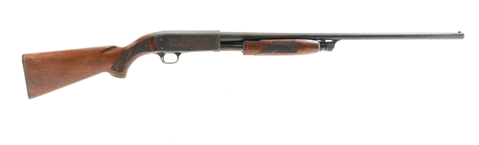 Ithaca 37 Featherlight 20 GA Pump Shotgun: Description Ithaca model 37 Featherlight in 20 gauge with a four round capacity and a 26" "IMP CYL" barrel. Plastic butt plate. heavy wear, small chips and scratches. Wood butt stock, moderate wear, f