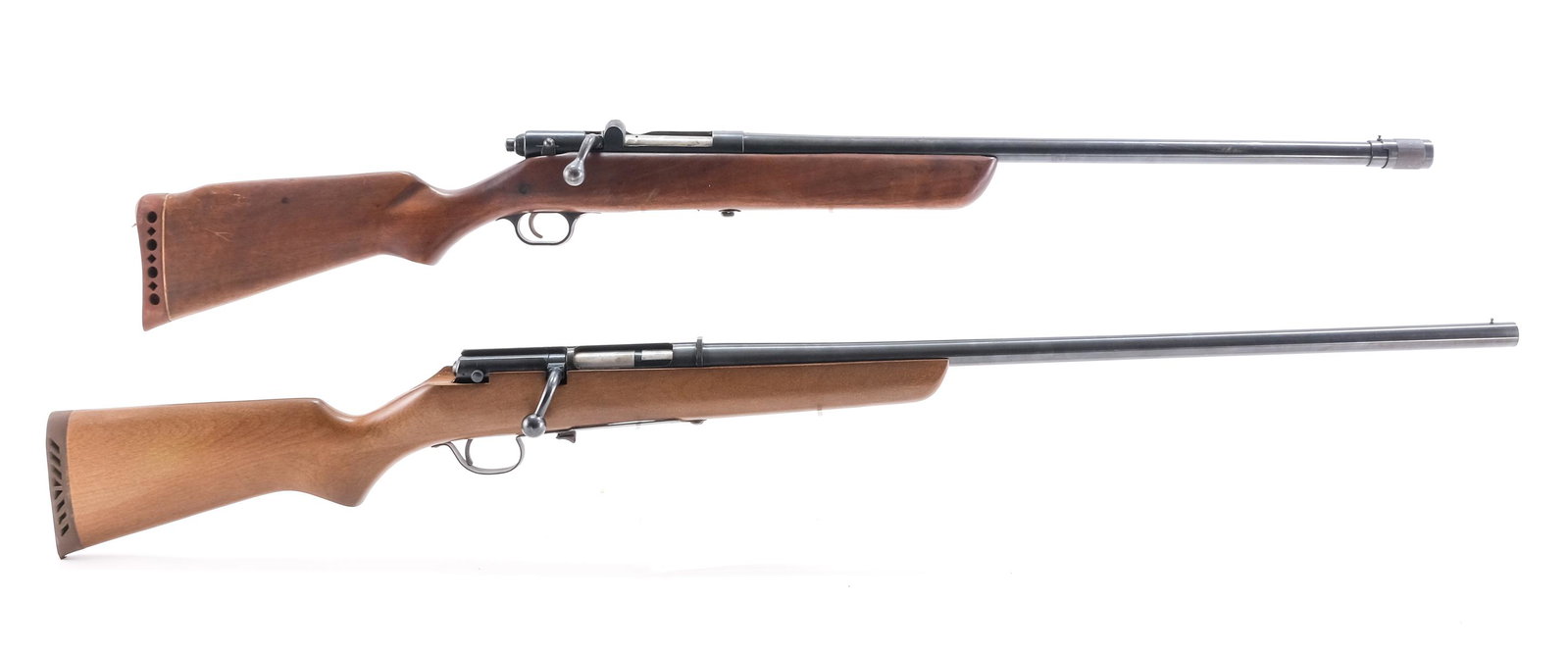 H&R/Glenfield 34-B/50 Bolt Action Shotguns: Description Harrington & Richardson model 54-B and Glenfield model 50 bolt action shotguns. This lot is for two shotguns. Glenfield model 50 missing its magazine with a 28" barrel (FULL) choke. One pi