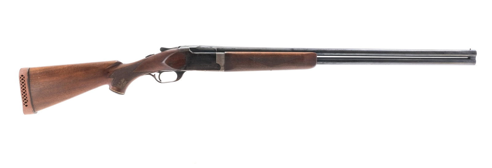 Marlin 90 12 GA O/U Shotgun: Description Marlin model 90 in 12 gauge 2 3/4" with a two shell capacity and a 27 1/4" barrel. Top barrel (IMP) choke, bottom barrel (MOD) choke. Rubber butt pad, checkered wood stock and foregrip. Br