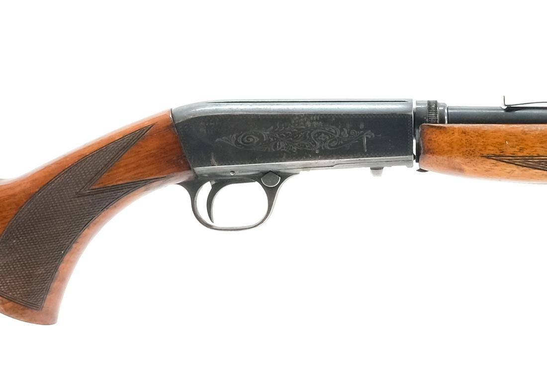 Browning SA-22 .22LR Semi-Auto Rifle: Description Browning model SA-22 in .22 long rifle with a ten round tube magazine capacity and a 19" barrel. Made in Belgium. Metal butt plate with light wear, a touch of metal oxidation. Wood butt st