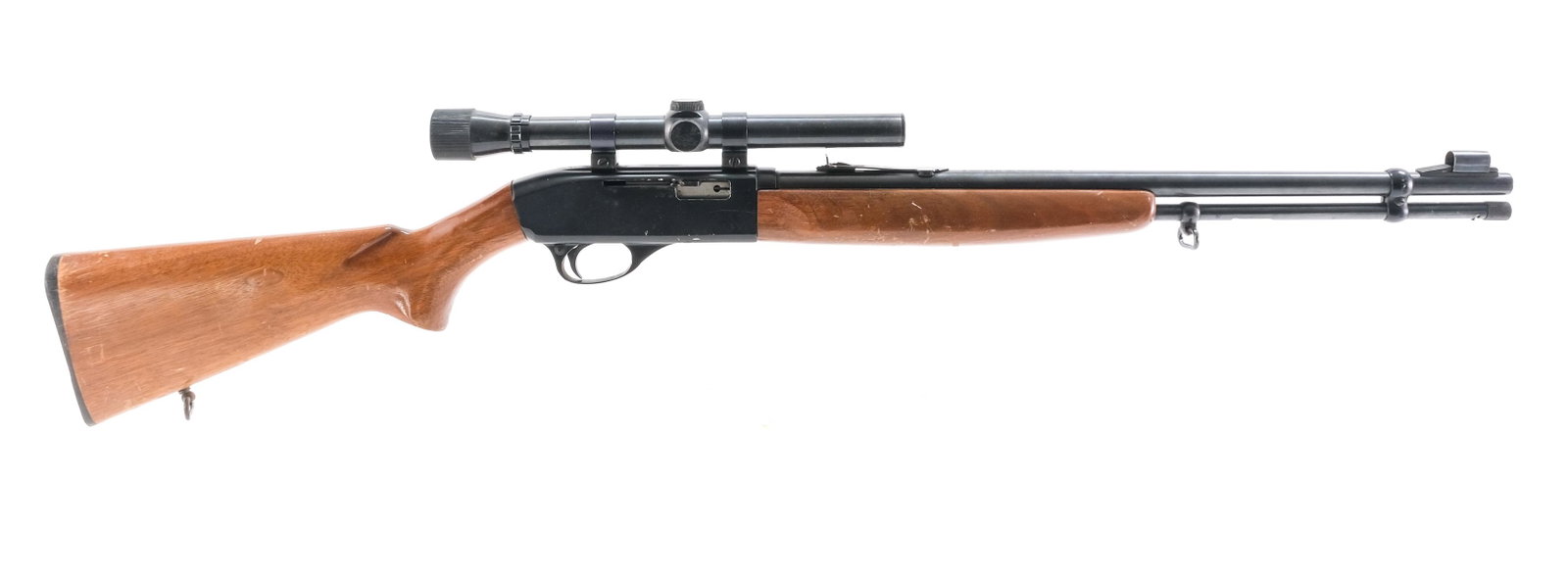 Colt Courier .22LR. Semi-Auto Rifle: Description Colt model "Courier" in .22 long rifle with a ten round tube magazine capacity and a 19" barrel. Plastic butt plate, small, scuffs, scratches and dings no cracks. Wood butt stock, moderate