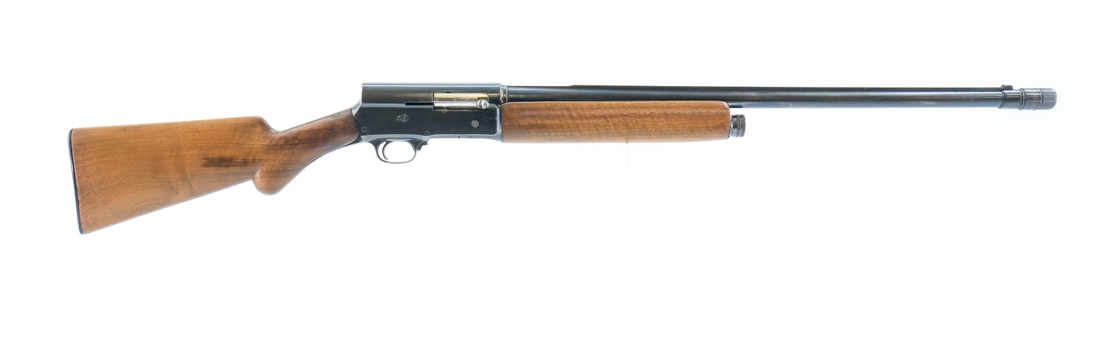 Browning A 5 16Ga Semi Auto Shotgun: Description Browning A-5 in 16 ga with a five round capacity and a 26" "Special Steel" barrel, made in Belgium. Browning plastic butt plate. Solid wood butt stock and front foregrip. Blued receiver, t