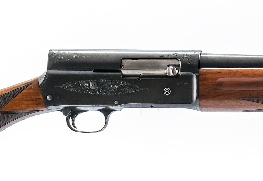 Browning A-5 12ga Semi-Auto Shotgun: Description Browning A5 in 12 gauge 2 3/4" with a five round internal capacity and a 29.5" FULL Choke barrel. Made in Belgium. FN Browning plastic butt plate. Solid wood checkered butt stock and front