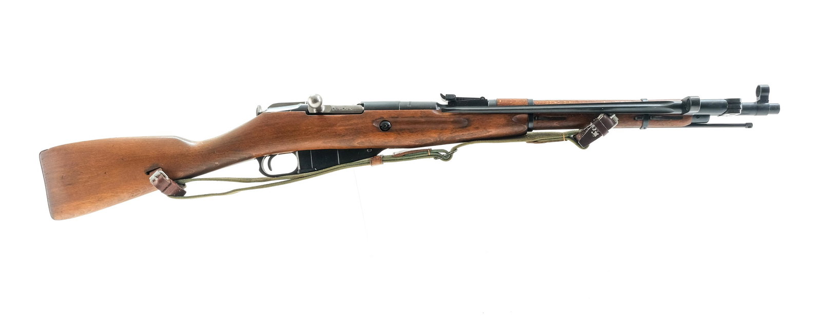 Izhevsk Mosin Nagant 7.62x54R Bolt Action Rifle: Description Russian Izhevsk Factory made Mosin Nagant Carbine in 7.62x54R with a five round internal capacity and a 20.5" barrel. Metal butt plate. Solid wood stock and foregrip. Blued receiver, trigg