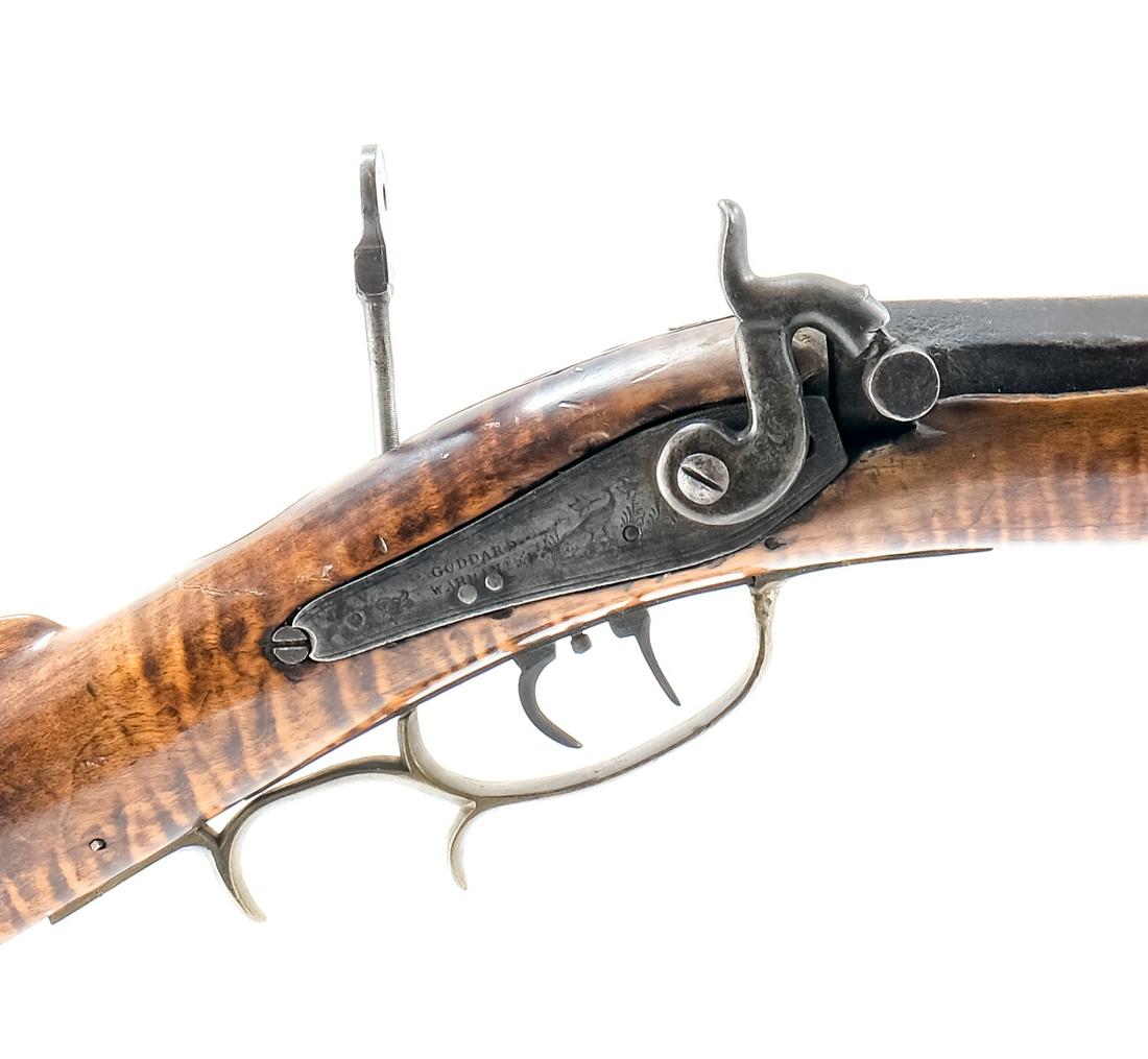 Goddard Warranted Half Stock Fowler BP Musket: Description Muzzle loading percussion cap Fowler marked Goddard Warranted which more than likely is Samuel Aspinall Goddard & Co. founded in 1853 in Birmingham England. The inside of the grooved bore 