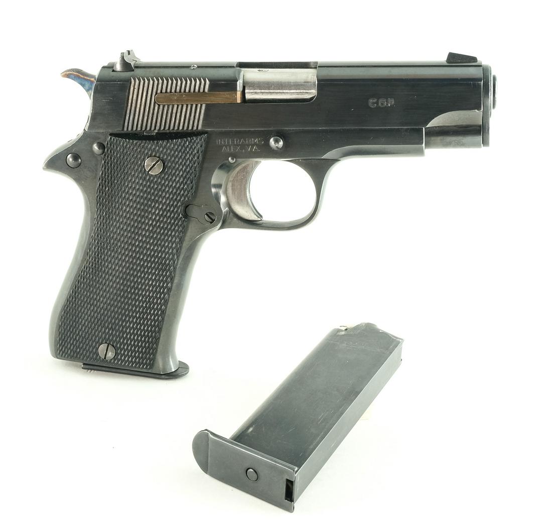 Star Arms BM 9mm Semi-Auto Pistol: Description Star Arms Model BM in 9mm with two, eight round removable magazines and a 4.5" barrel. Black checkered composite grip plates. Blued frame and serrated slide. Case colored checkered hammer.