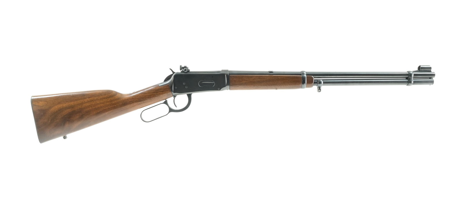 Winchester 94 30-30 Win (1960) Lever Rifle: Description Winchester Model 94 in 30-30 Winchester with a seven round internal magazine tube capacity and a 20" barrel. Checkered metal butt plate. Smooth wood stock and front foregrip. Blued receive