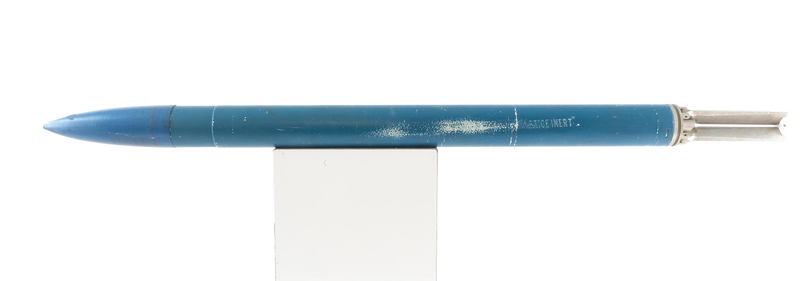 US Military MK4 or Mk 40 Inert Practice Rocket: Description 48" long, 70mm Dummy or Practice Rocket, Korean War through Vietnam era. Some surface rubs and wear, overall very good. Keywords: Helicopter, Naval, Air to Surface, Ordinance, Air Force, N