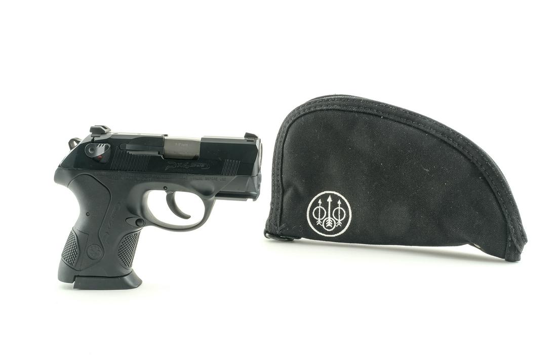 Beretta PX4 Storm 9mm Semi Auto Pistol: Description Beretta Model PX4 Storm in 9mm with one, thirteen round removable magazine with a 3" barrel. Checkered grip on composite frame. Black finished serrated metal slide and serrated skeletonize