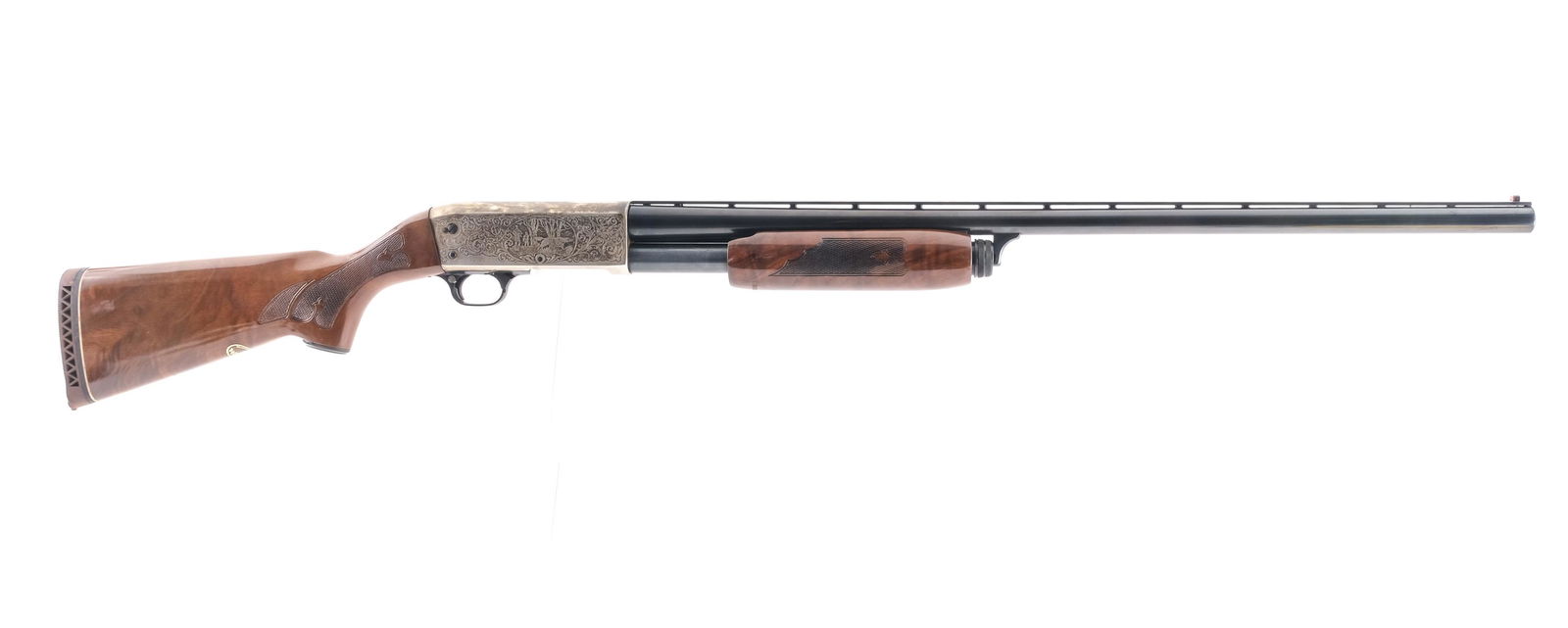 Ithaca 37 Featherlight Centennial 12Ga Pump: Description Ithaca model 37 Featherlight 12 gauge pump shotgun chambered for 2-3/4" shells. This Featherlight Centennial Commemorative edition features a 28" single beaded and vent ribbed blued barrel