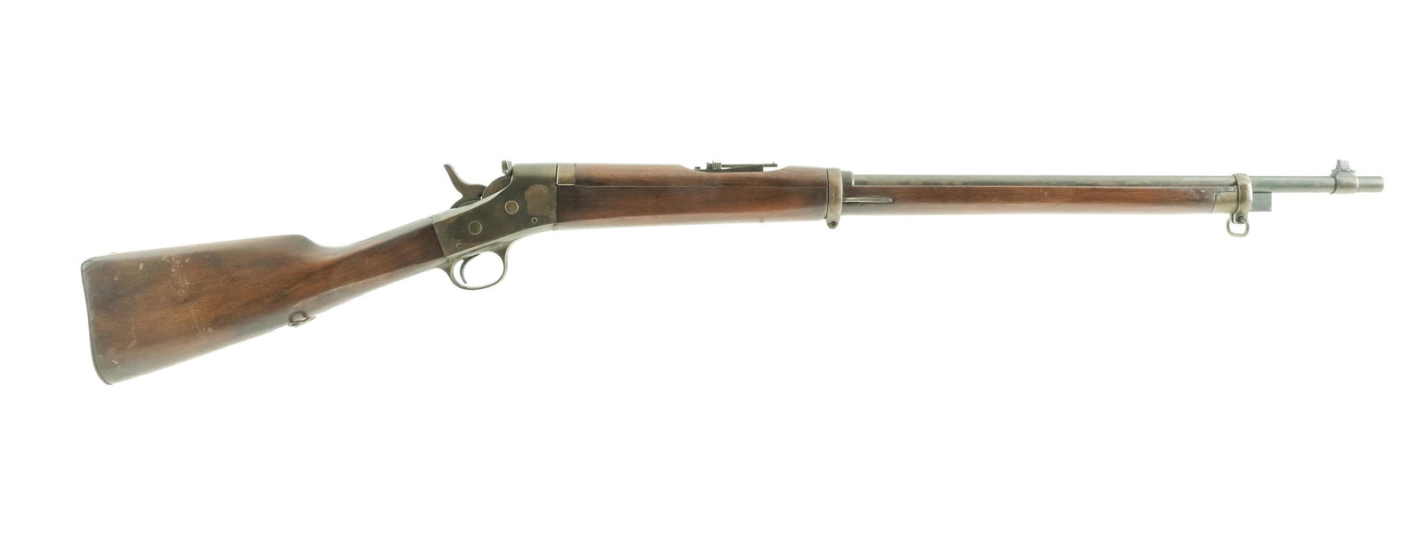 Remington No5 M1897 7x57mm Rolling Block Rifle: Description Remington No 5 Model 1897 rolling block in 7x57mm (7mm Mauser) single shot and a 30" barrel. Metal butt plate. Smooth wood stock and front foregrip. Blued receiver, smooth trigger, guard, 