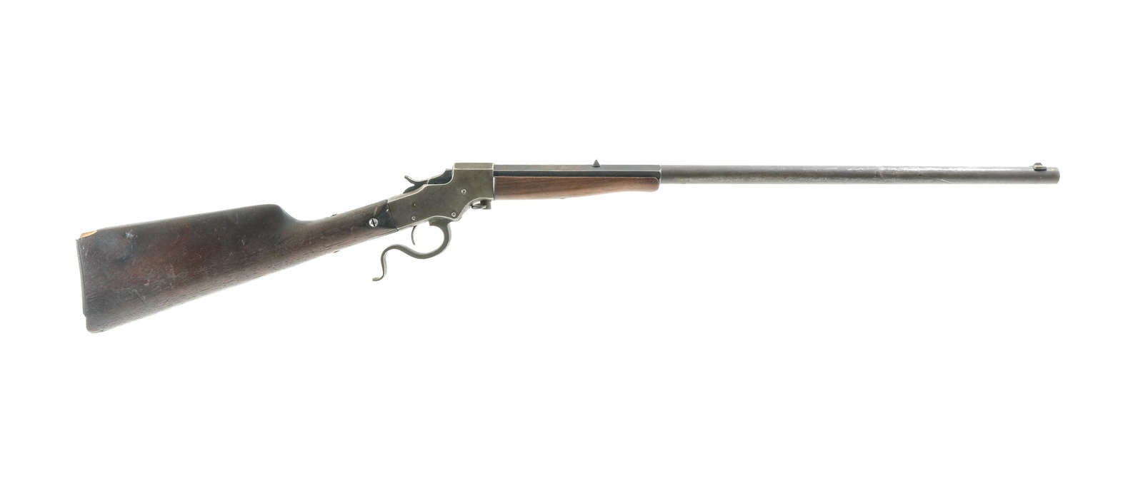 J Stevens Favorite 32 RFL Lever Action Rifle: Description J. Stevens Favorite rolling block in .32 Rimfire Long with a single round capacity and a 20.5" barrel. Stevens checkered composite butt plate. Smooth wood stock and front foregrip. Blued r