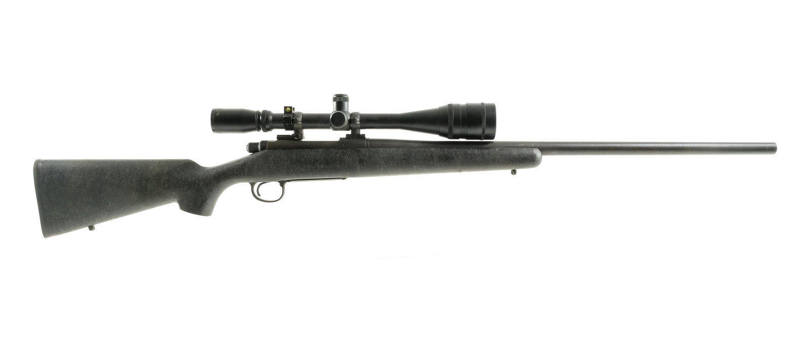 Remington 700 Lefty 308 Win Bolt Action Rifle: Description Remington Model 700 in .308 Winchester with a five round internal magazine capacity and a 26" barrel. Remington rubber recoil pad. Black with webbing pattern finished composite stock and f